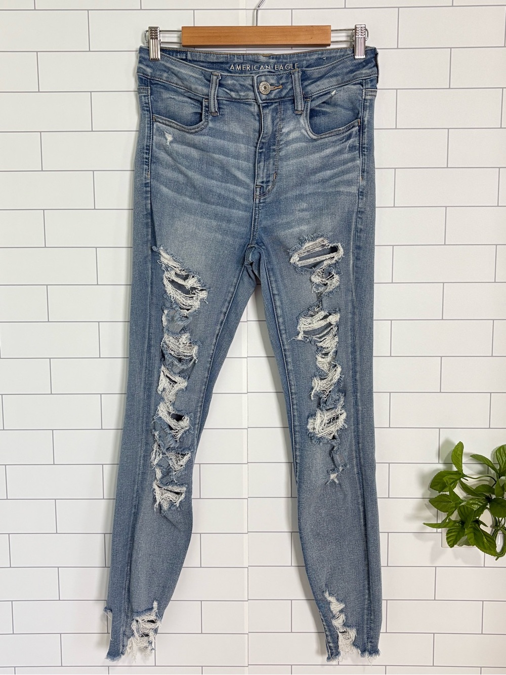 American Eagle Hi-Rise Jegging Jeans Size 10 Regular Ripped Stretch
